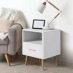 2x Bedside Table 1 Drawer Open Shelf Nightstand Green