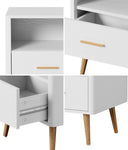 2x Bedside Table 1 Drawer Open Shelf Nightstand Green