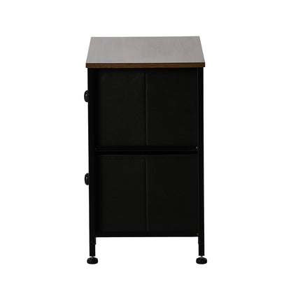 2pc Bedside Tables Fabric Cabinet 2 Drawers Nightstand