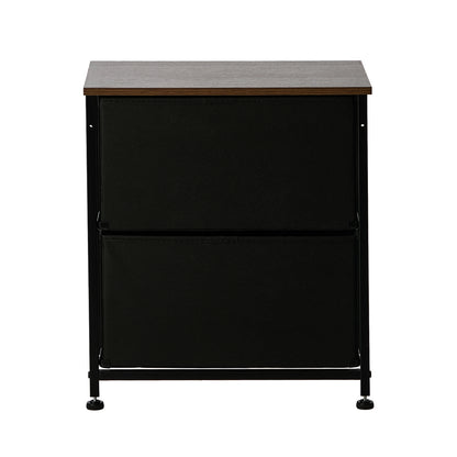 2pc Bedside Tables Fabric Cabinet 2 Drawers Nightstand
