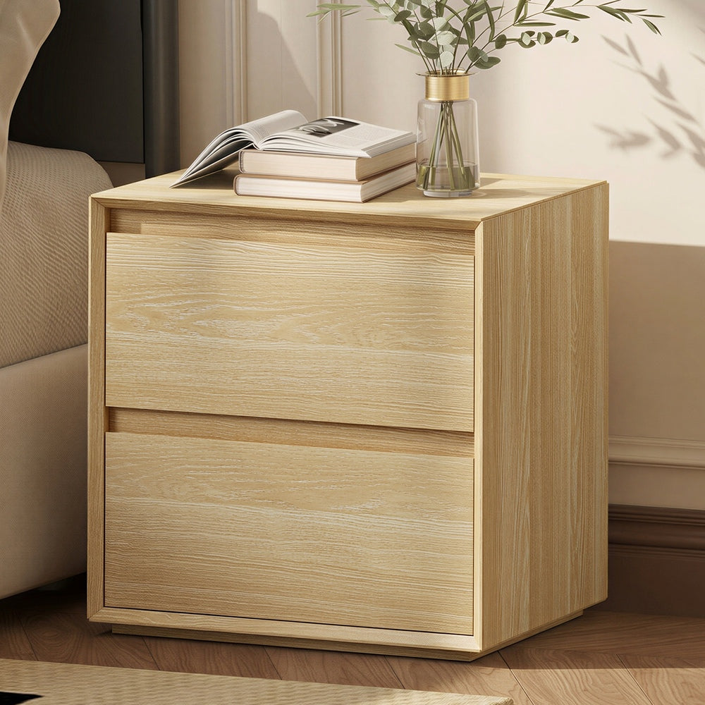 2 Drawer Bedside Table Natural Nightstand | HomeAndLiving