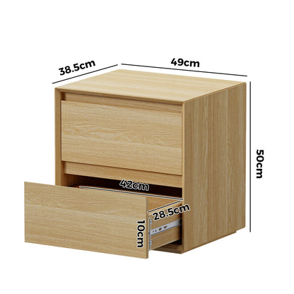 2 Drawer Bedside Table Natural Nightstand | HomeAndLiving