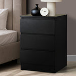 Bedside Table 3 Drawers Storage Cabinet Black