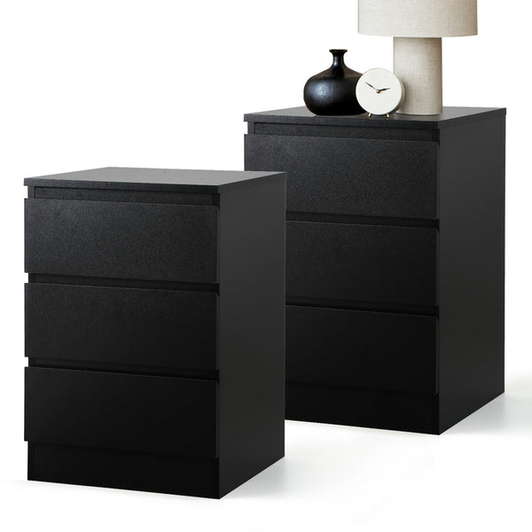  Bedside Tables Set of 2 Side Table Nightstand Black/White