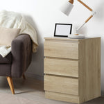 Bedside Table 3 Drawers Storage Cabinet Black