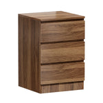 Bedside Table 3 Drawers Storage Cabinet Nightstand Walnut Wood Bedroom
