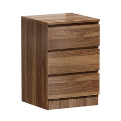 Bedside Table 3 Drawers Storage Cabinet Nightstand Walnut Wood Bedroom