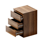 Bedside Table 3 Drawers Storage Cabinet Nightstand Walnut Wood Bedroom