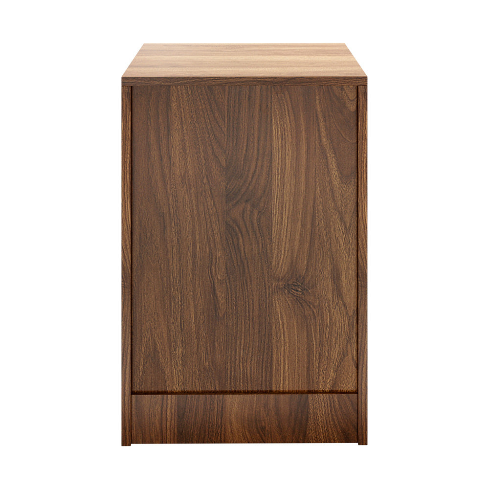 Bedside Table 3 Drawers Storage Cabinet Nightstand Walnut Wood Bedroom