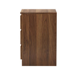 Bedside Table 3 Drawer Side Table Storage Cabinet Walnut 2 Pack