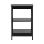 Side Table 3-tier Shelf X-Structured Sides Black