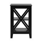 Side Table 3-tier Shelf X-Structured Sides Black