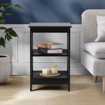 Side Table 3-tier Shelf X-Structured Sides Black
