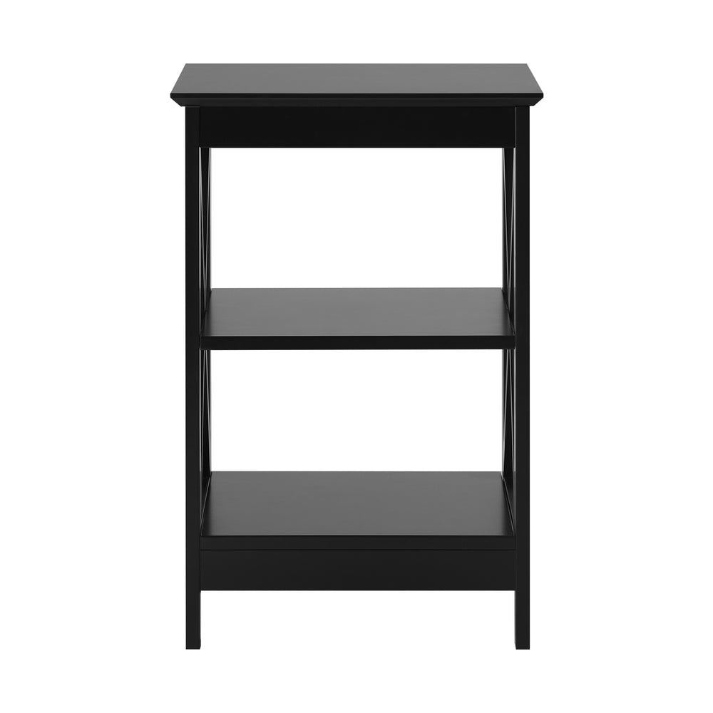 Side Table Coffee Bedside Sofa Table 3-Tier Shelf Black 2 Pack