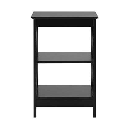 Side Table Coffee Bedside Sofa Table 3-Tier Shelf Black 2 Pack