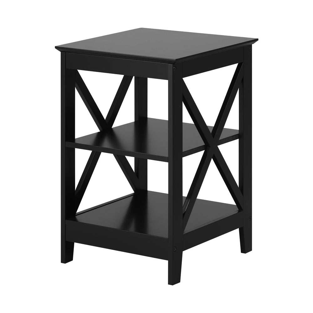 Side Table Coffee Bedside Sofa Table 3-Tier Shelf Black 2 Pack