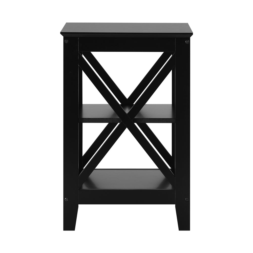 Side Table Coffee Bedside Sofa Table 3-Tier Shelf Black 2 Pack