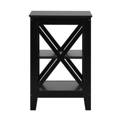 Side Table Coffee Bedside Sofa Table 3-Tier Shelf Black 2 Pack