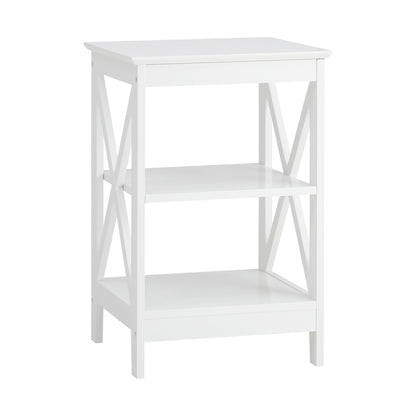 Side Table 3-tier Shelf X-Structured Sides Black