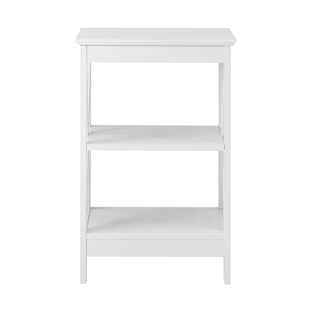 Side Table Coffee Bedside Sofa Storage 3-Tier Shelf White 2 Pack