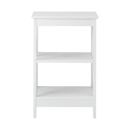 Side Table Coffee Bedside Sofa Storage 3-Tier Shelf White 2 Pack