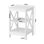 Side Table Coffee Bedside Sofa Storage 3-Tier Shelf White 2 Pack