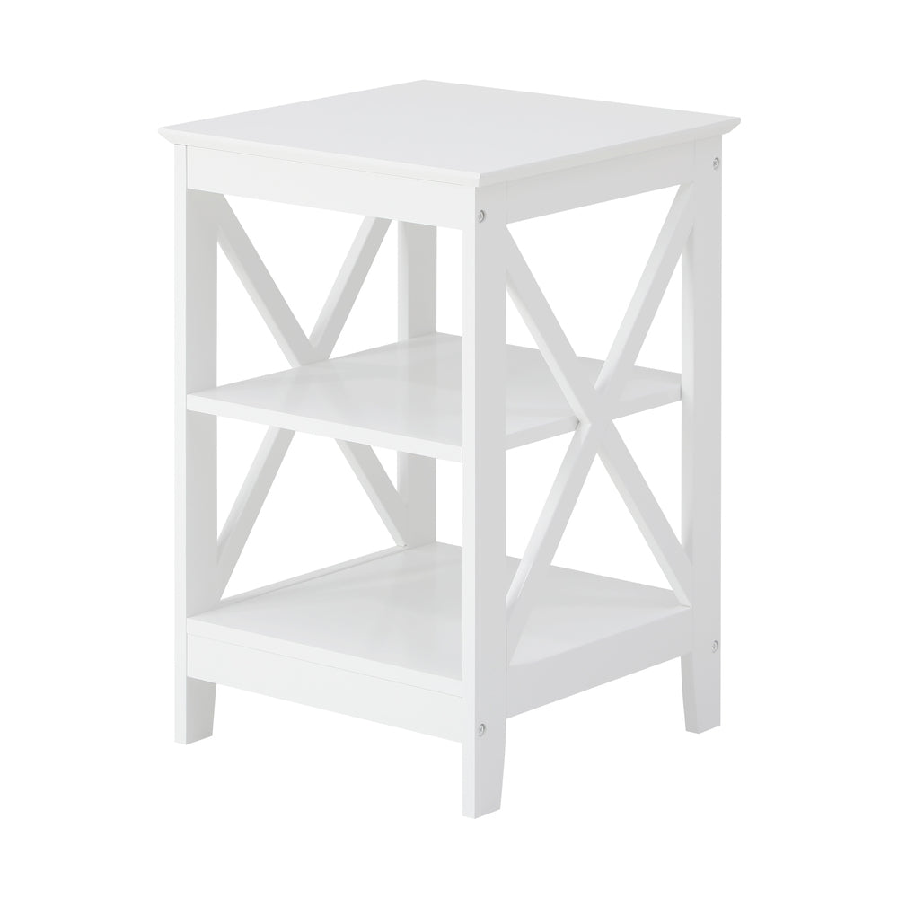 Side Table Coffee Bedside Sofa Storage 3-Tier Shelf White 2 Pack