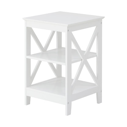 Side Table Coffee Bedside Sofa Storage 3-Tier Shelf White 2 Pack