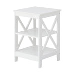 Side Table Coffee Bedside Sofa Storage 3-Tier Shelf White 2 Pack