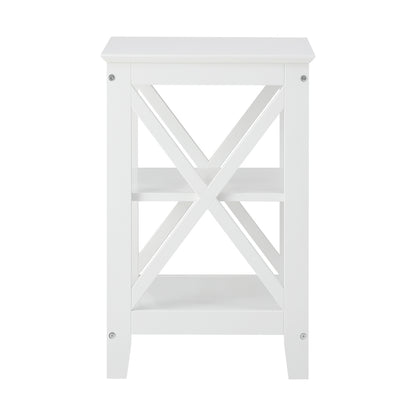 Side Table Coffee Bedside Sofa Storage 3-Tier Shelf White 2 Pack