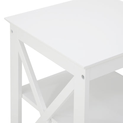 Side Table Coffee Bedside Sofa Storage 3-Tier Shelf White 2 Pack