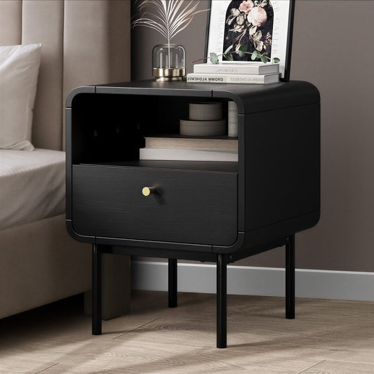 Bedside Table Bedroom Storage Nightstand Metal