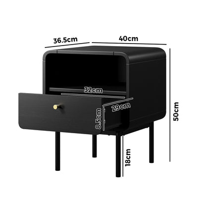 Bedside Table Bedroom Storage Nightstand Metal