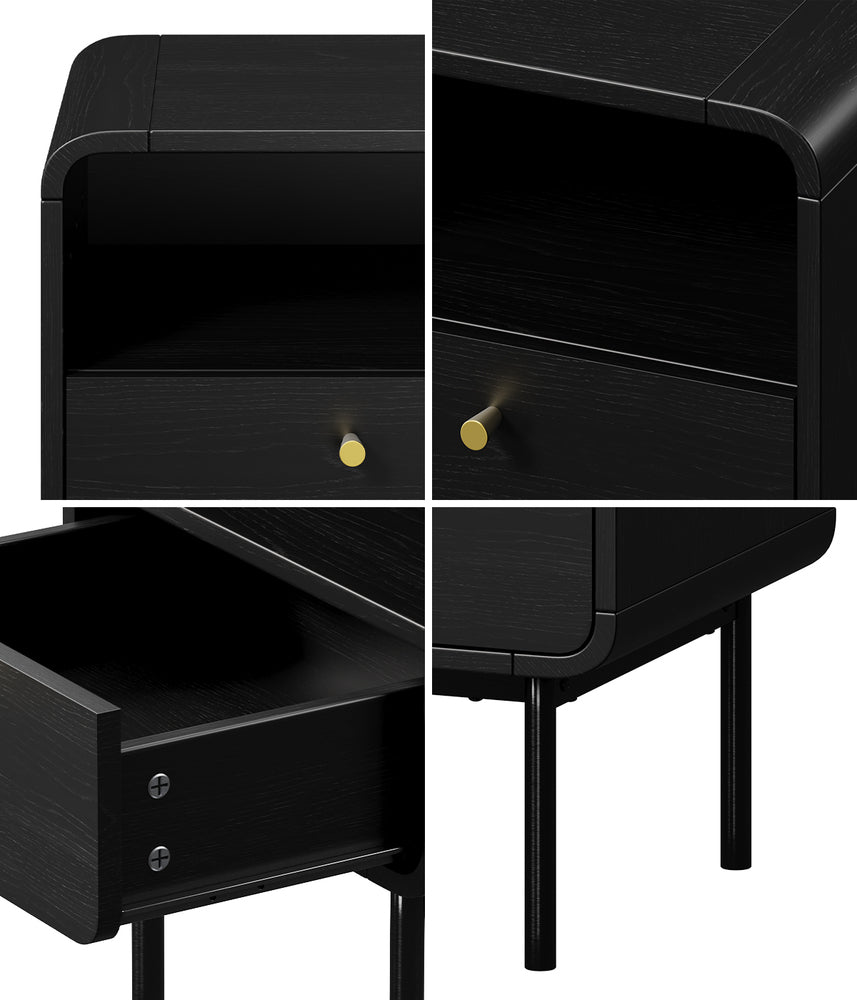 Bedside Table Bedroom Storage Nightstand Metal