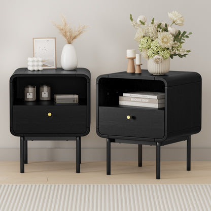 Bedside Table 1 Drawer Black 40x36.5x50cm