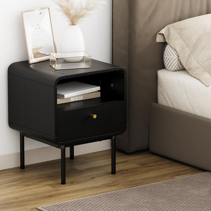 Bedside Table 1 Drawer Black 40x36.5x50cm