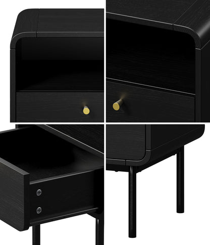 Bedside Table 1 Drawer Black 40x36.5x50cm