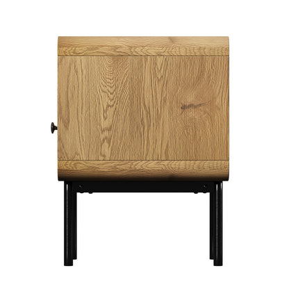 Bedside Table 1 or 2 Drawers Bedroom Nightstand Wood Grain Metal Natural