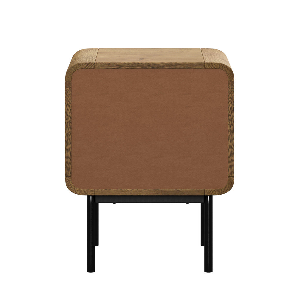 Bedside Table 1 or 2 Drawers Bedroom Nightstand Wood Grain Metal Natural