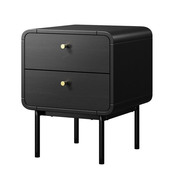  2-Drawer Bedside Table Bedroom Nightstand Metal Black