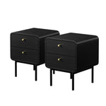 2x Bedside Table 2 Drawers Bedroom Nightstand Wood Storage Units Natural /Black