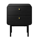 2x Bedside Table 2 Drawers Bedroom Nightstand Wood Storage Units Natural /Black