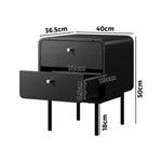 2x Bedside Table 2 Drawers Bedroom Nightstand Wood Storage Units Natural /Black