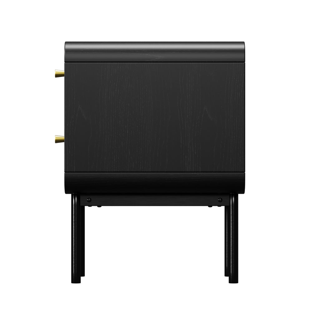 2x Bedside Table 2 Drawers Bedroom Nightstand Wood Storage Units Natural /Black