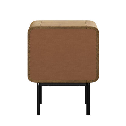 Bedside Table 1 or 2 Drawers Bedroom Nightstand Wood Grain Metal Natural