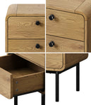 Bedside Table 1 or 2 Drawers Bedroom Nightstand Wood Grain Metal Natural