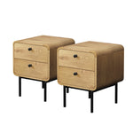 2x Bedside Table 2 Drawers Bedroom Nightstand Wood Storage Units Natural /Black