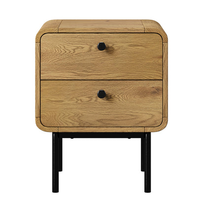 2x Bedside Table 2 Drawers Bedroom Nightstand Wood Storage Units Natural /Black