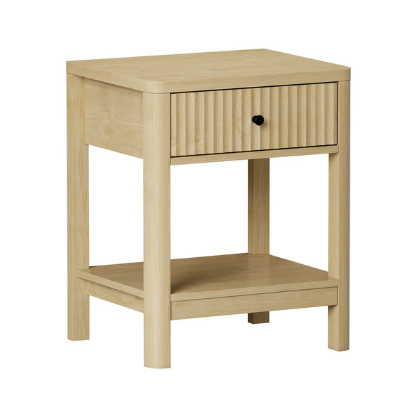  Bedside Table 1 Drawer Open Shelf Side End Table Natural