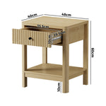 Bedside Table 1 Drawer Open Shelf Side End Table Natural